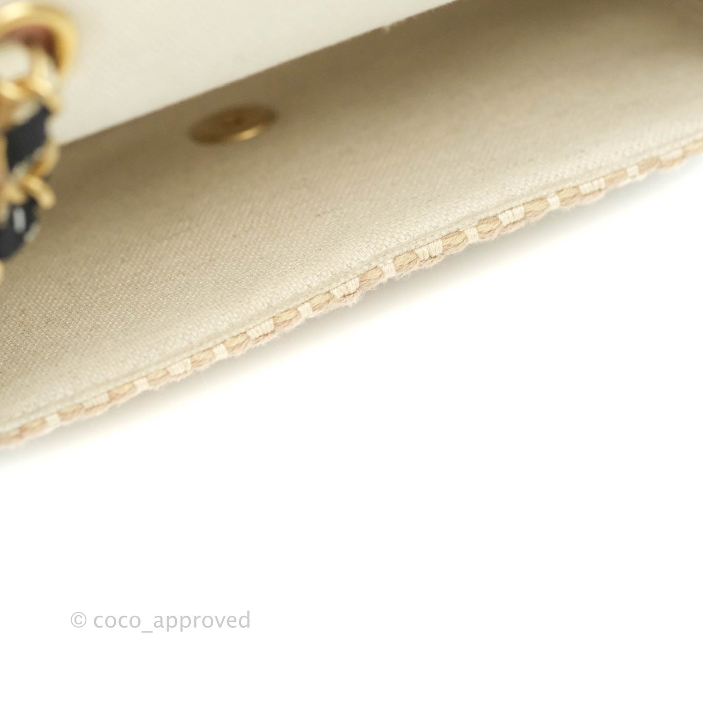 Chanel Mini Rectangular Flap Beige Tweed Chain Braid Aged Gold Hardware 19P