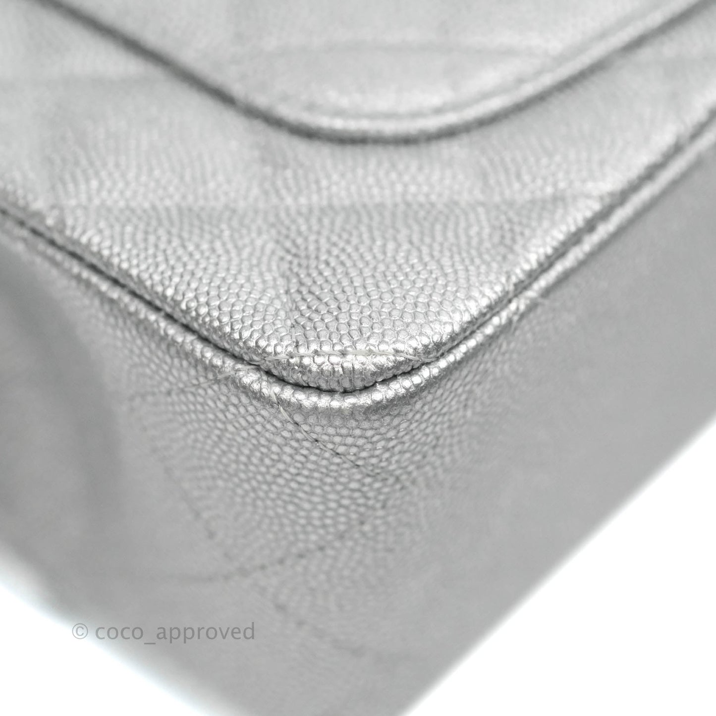 Chanel Top Handle Mini Rectangular Flap Bag Silver Caviar Silver Hardware