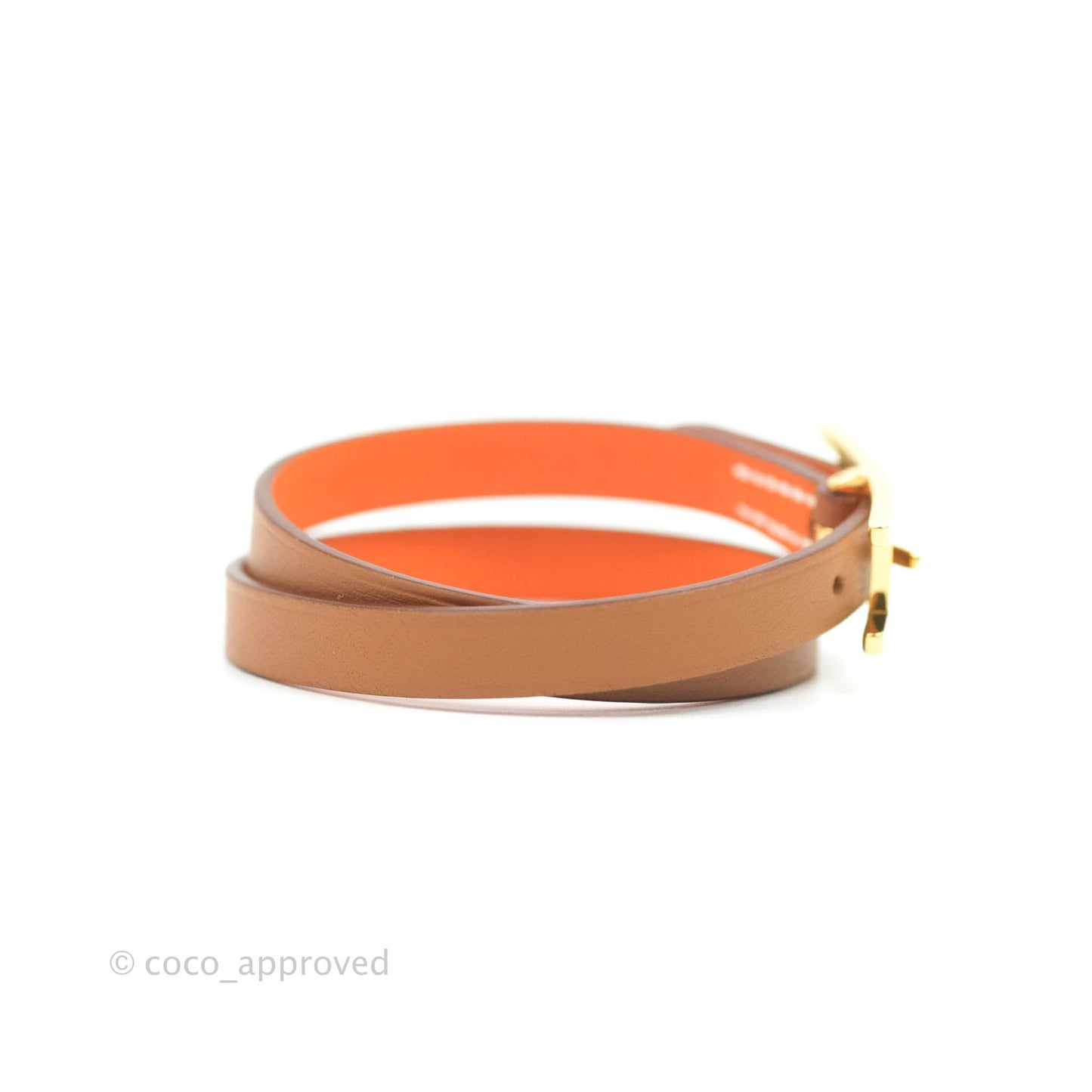 Hermès Behapi Double Tour Bracelet in Gold/Orange Swift Gold Hardware