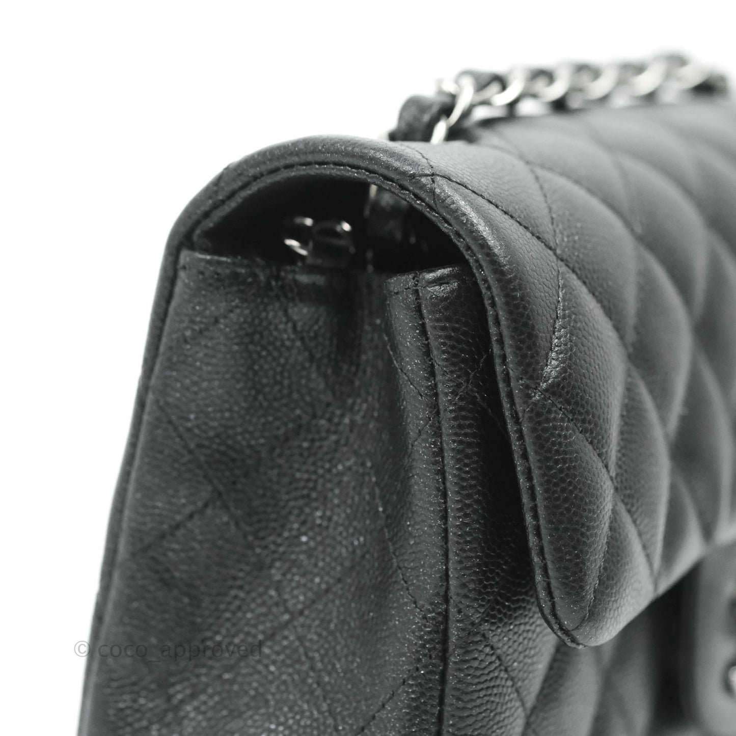 Chanel Quilted Mini Rectangular Iridescent Black Caviar Gun Metal 18C