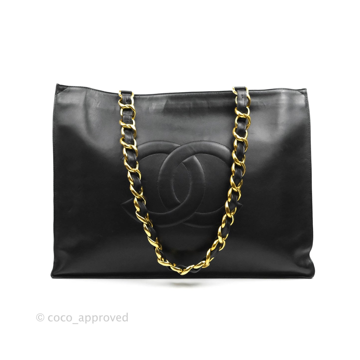 Chanel Vintage CC Chunky Chain Calfskin XL Tote 24K Gold Hardware