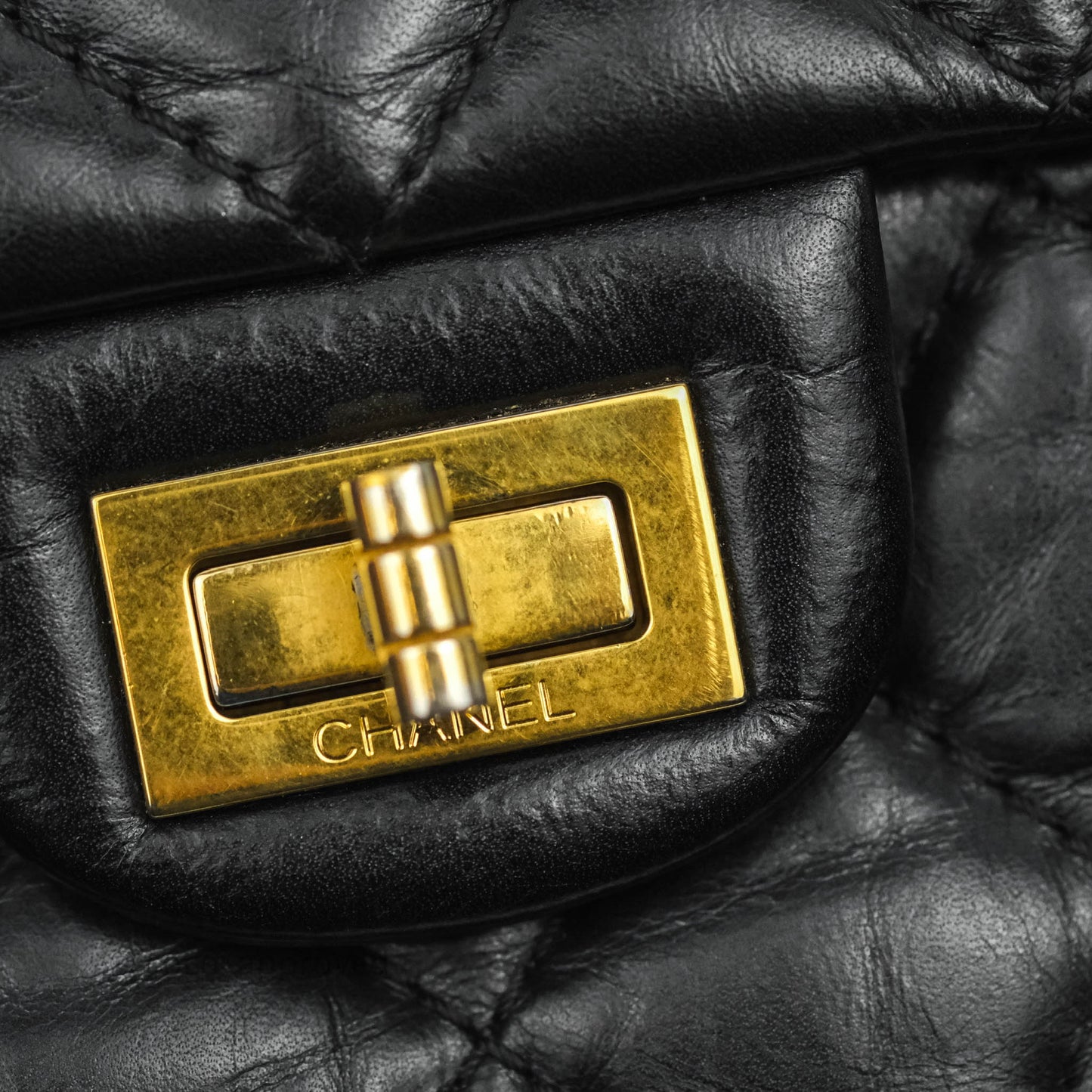 Chanel Reissue 226 Quilted Aged Calfskin Black Aged Gold Hardware