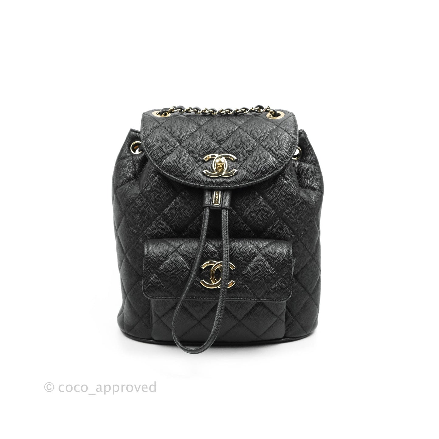 Chanel Quilted Black Caviar Backpack Bag Gold Hardware