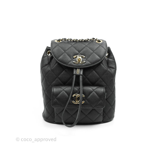 Chanel Quilted Black Caviar Backpack Bag Gold Hardware