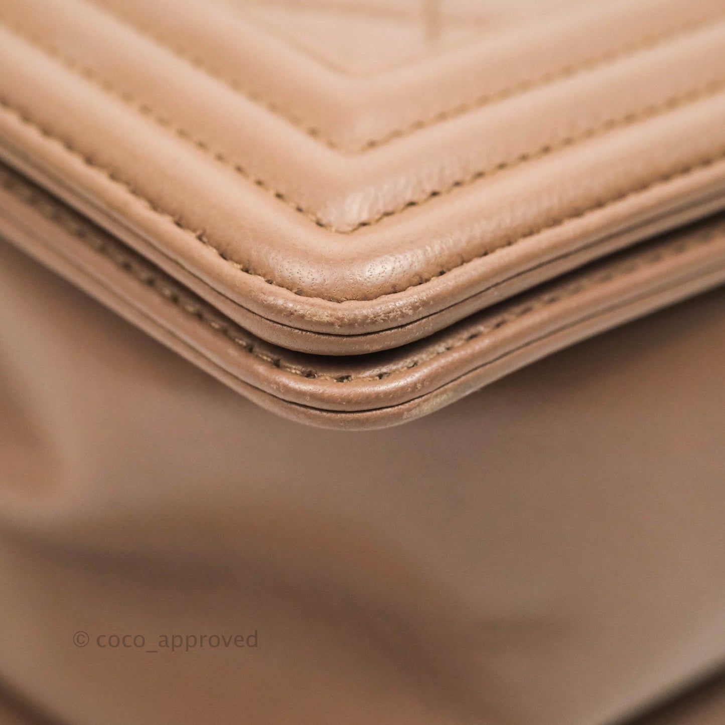 Chanel Old Medium Boy Bag Dark Beige Lambskin Aged Gold Hardware