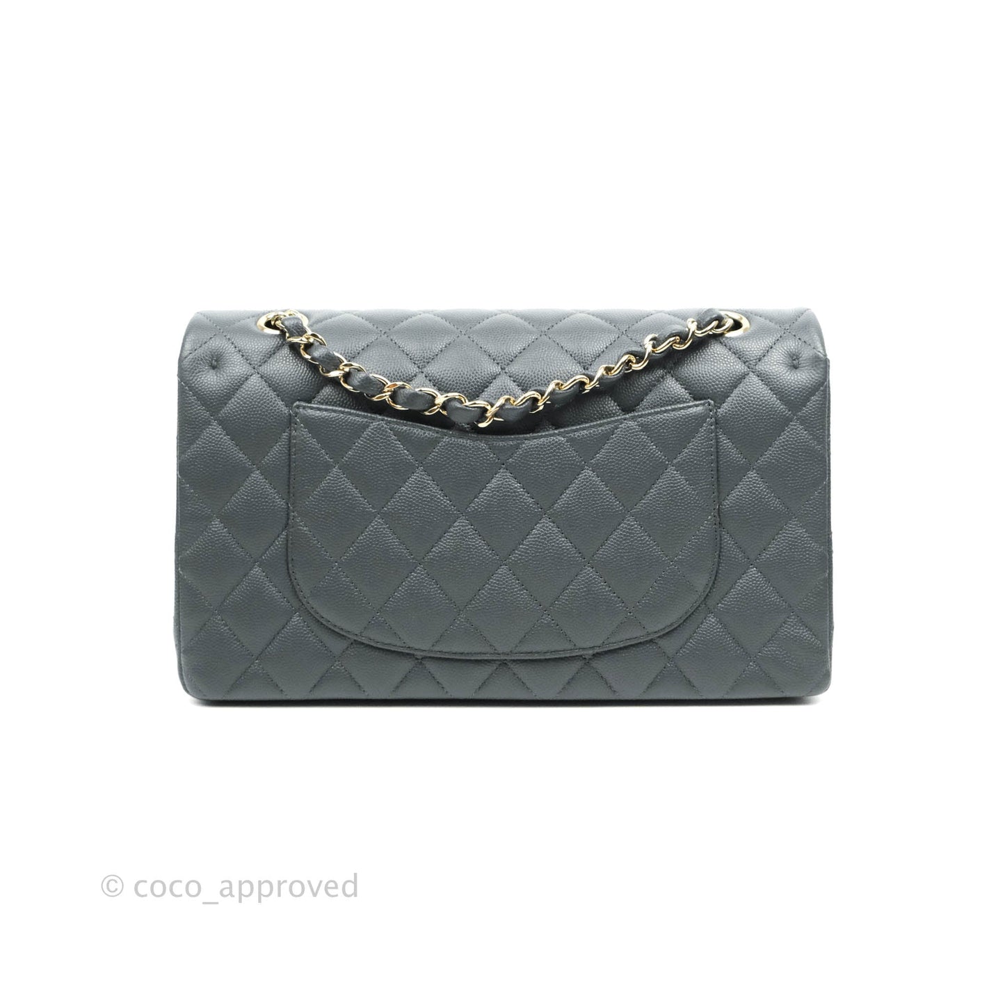 Chanel Classic M/L Medium Double Flap Grey Caviar Gold Hardware 18B (Private Sale Item)