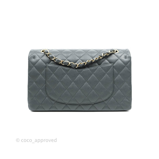 Chanel Classic M/L Medium Double Flap Grey Caviar Gold Hardware 18B (Private Sale Item)