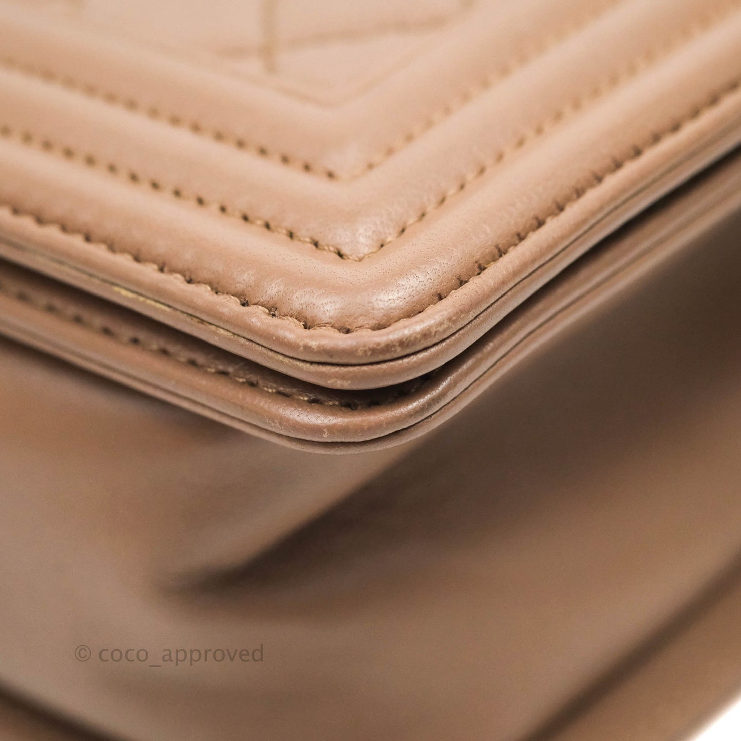 Chanel Old Medium Boy Bag Dark Beige Lambskin Aged Gold Hardware