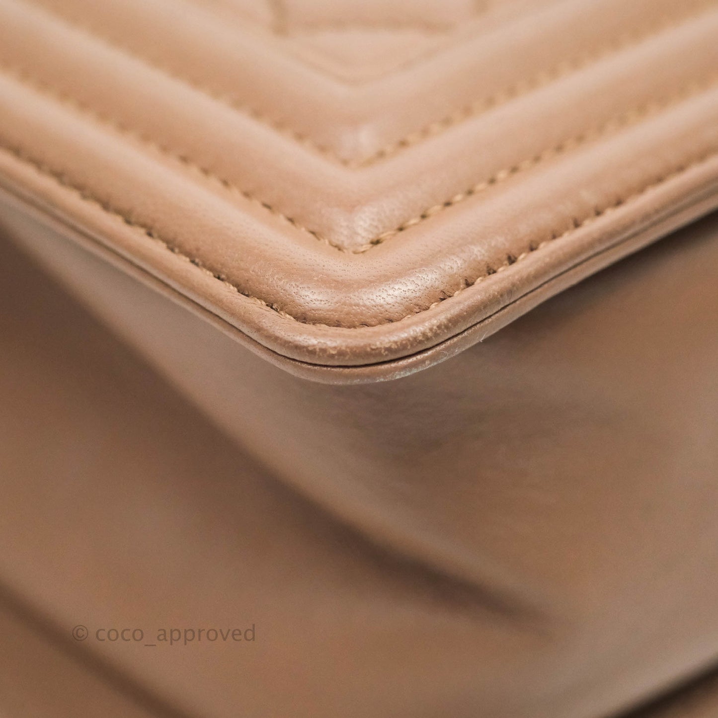 Chanel Old Medium Boy Bag Dark Beige Lambskin Aged Gold Hardware