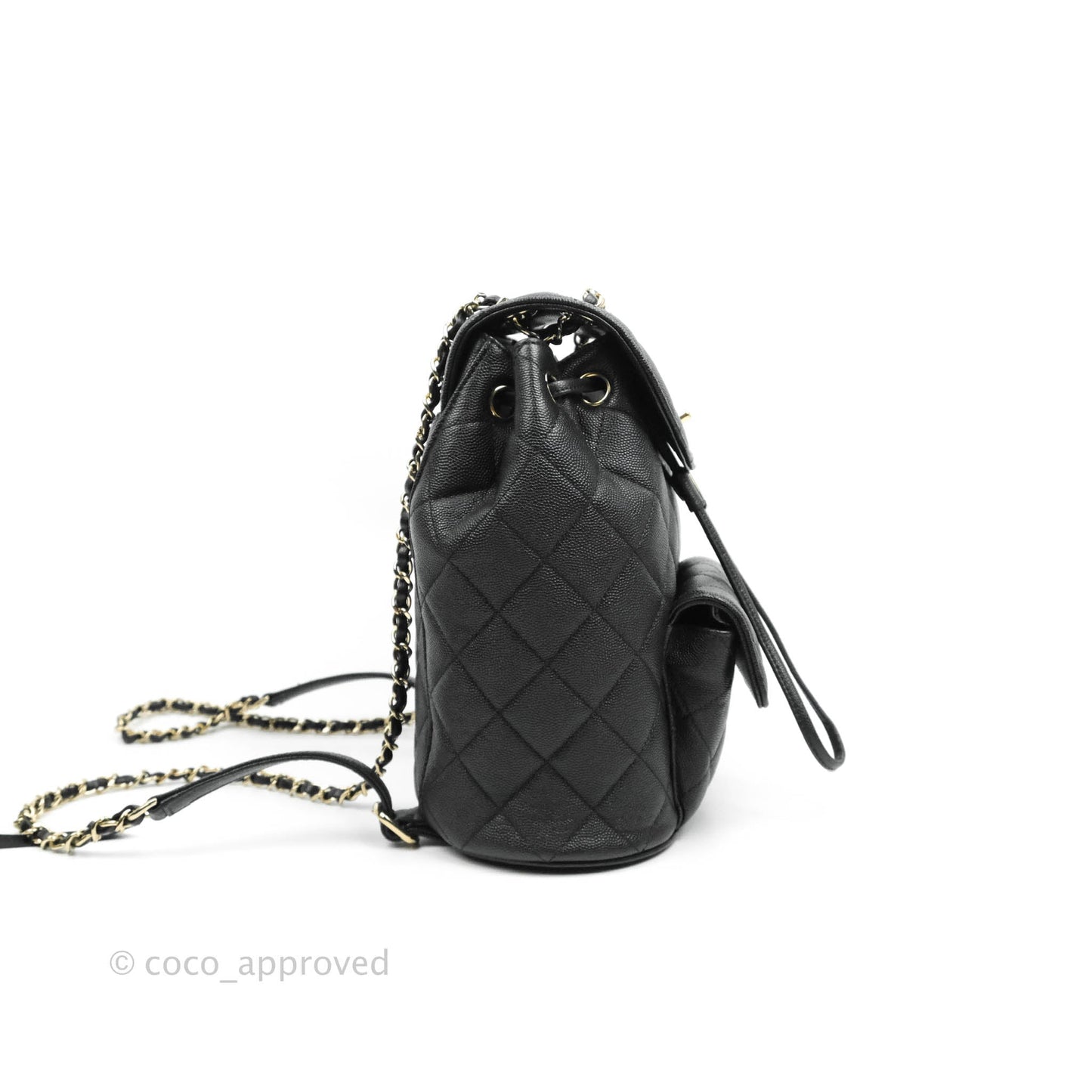 Chanel Quilted Black Caviar Backpack Bag Gold Hardware