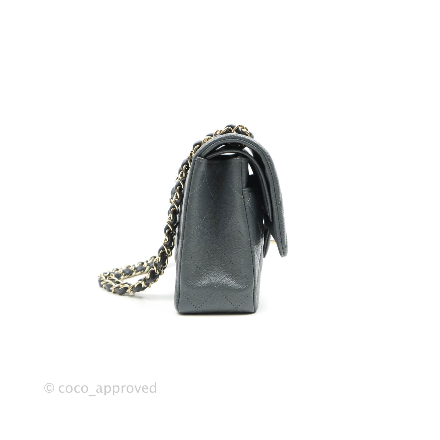Chanel Classic M/L Medium Double Flap Grey Caviar Gold Hardware 18B (Private Sale Item)