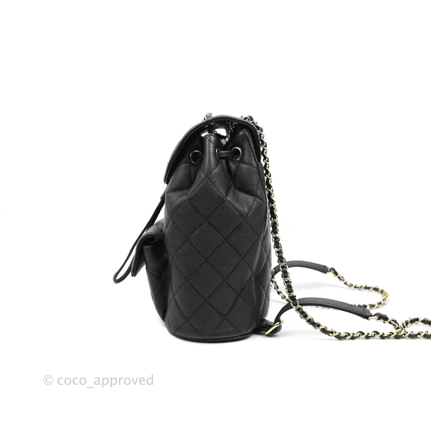 Chanel Quilted Black Caviar Backpack Bag Gold Hardware