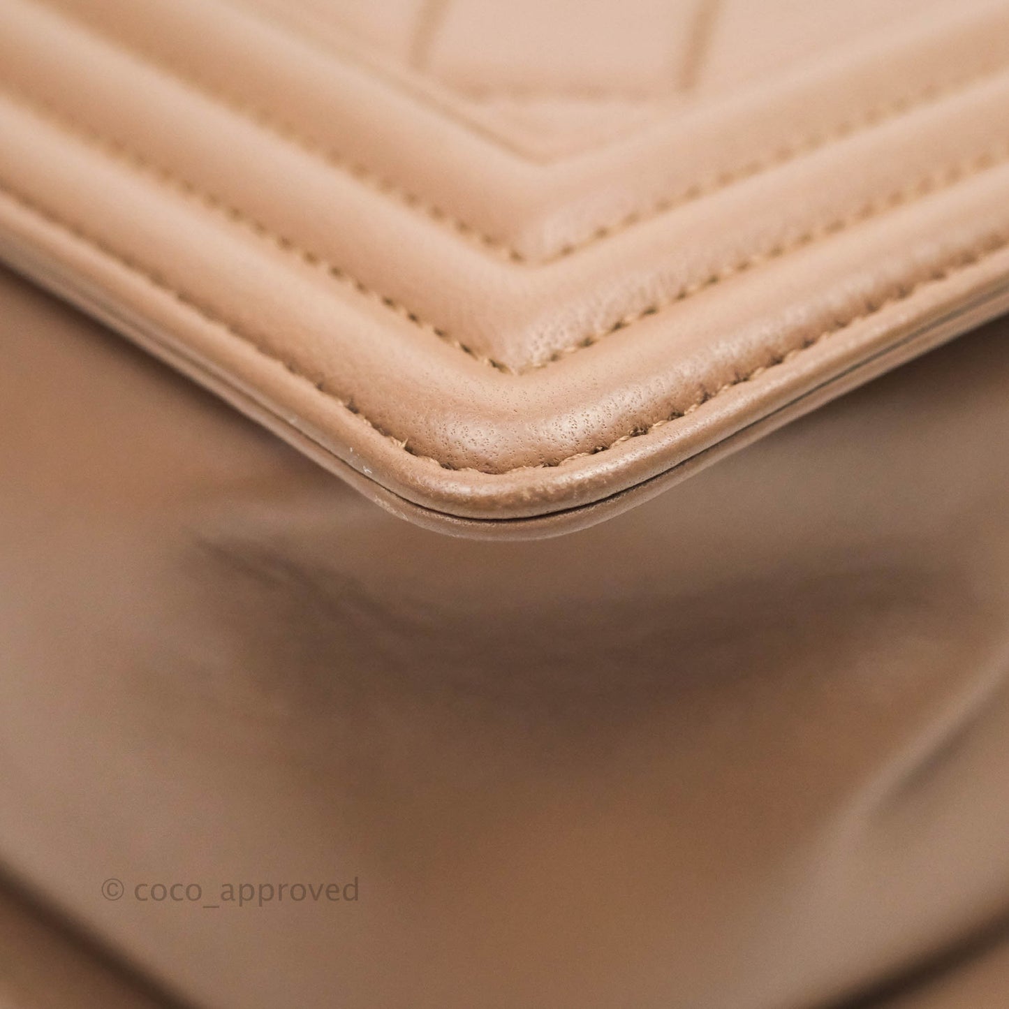 Chanel Old Medium Boy Bag Dark Beige Lambskin Aged Gold Hardware