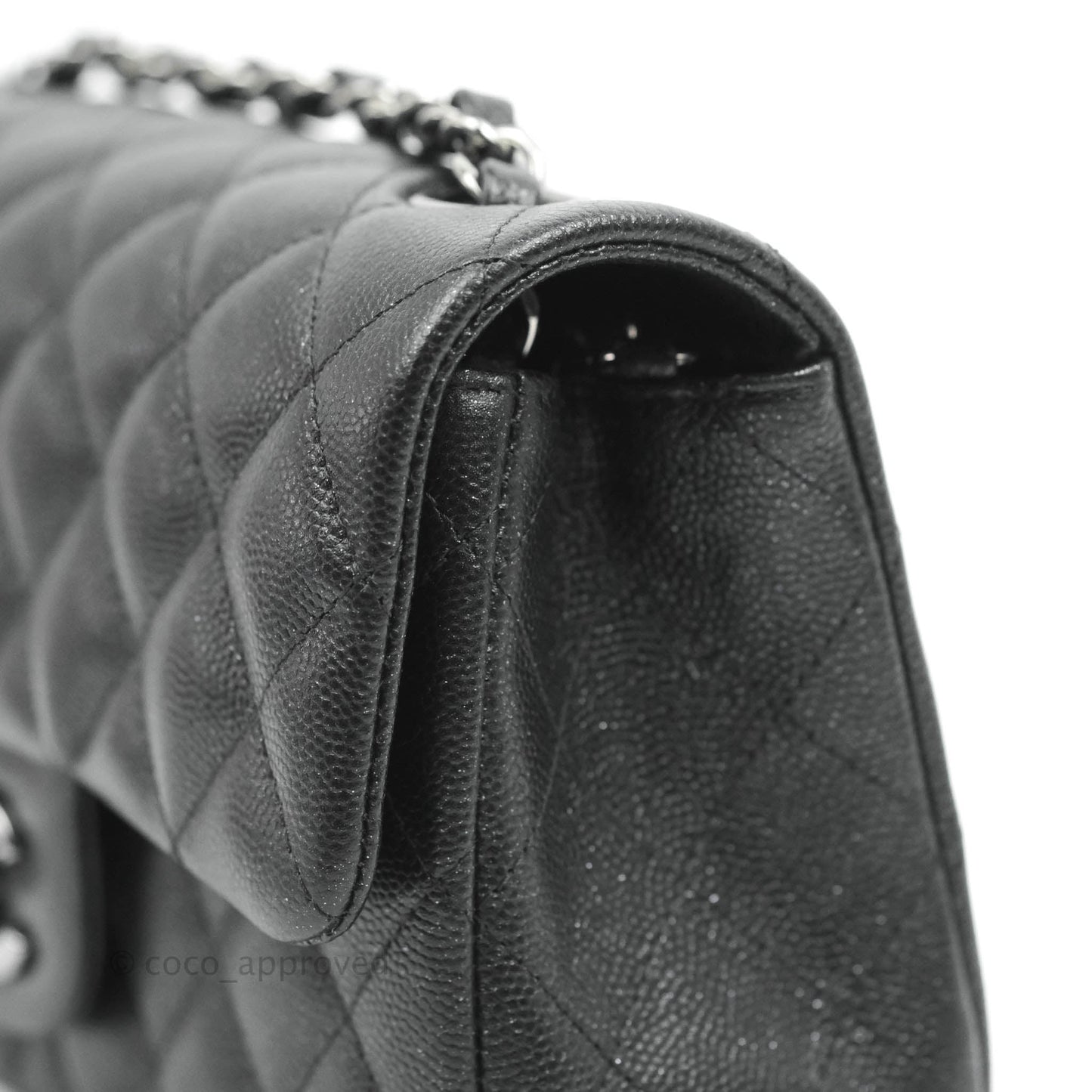 Chanel Quilted Mini Rectangular Iridescent Black Caviar Gun Metal 18C