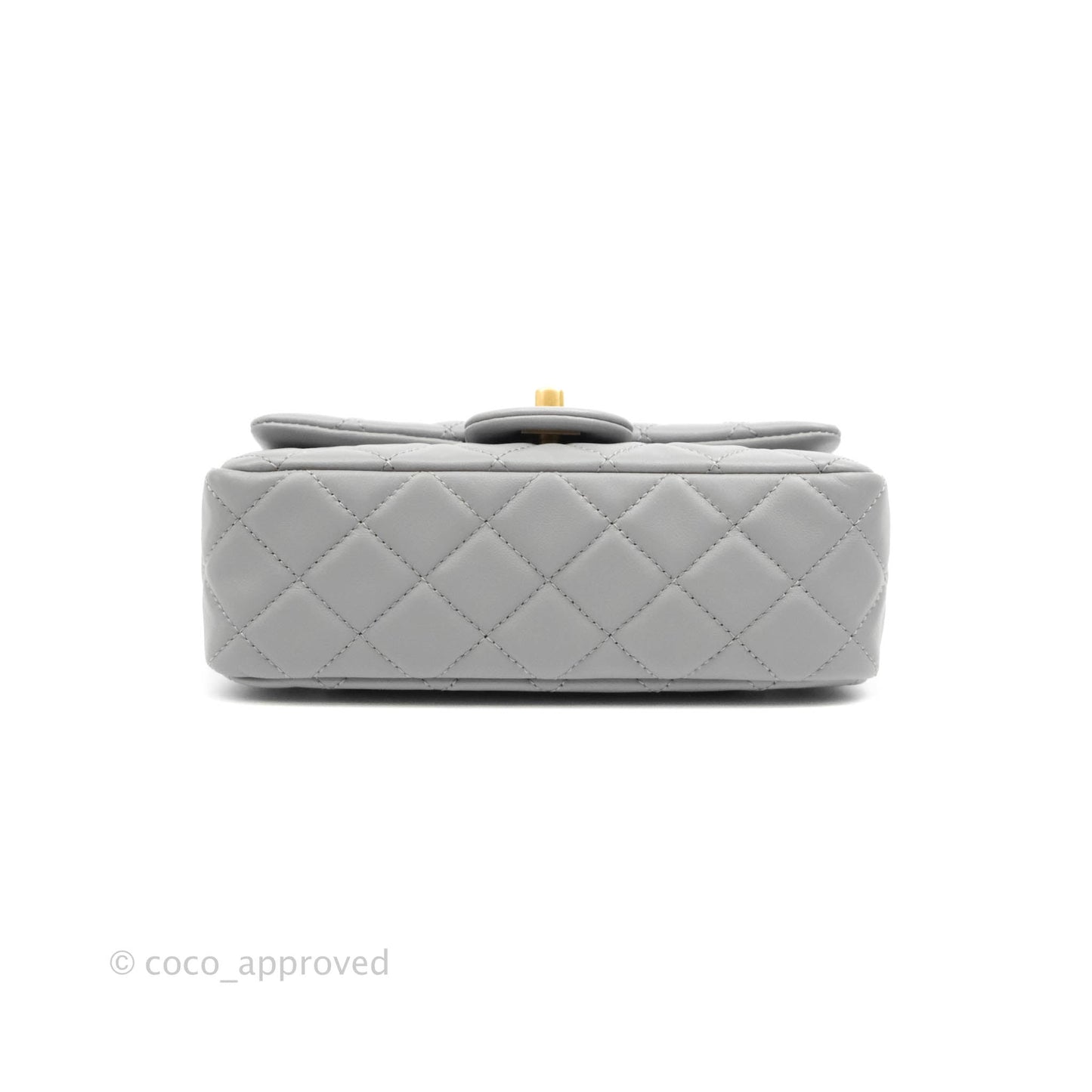 Chanel Mini Rectangular Pearl Crush Quilted Grey Lambskin Aged Gold Hardware
