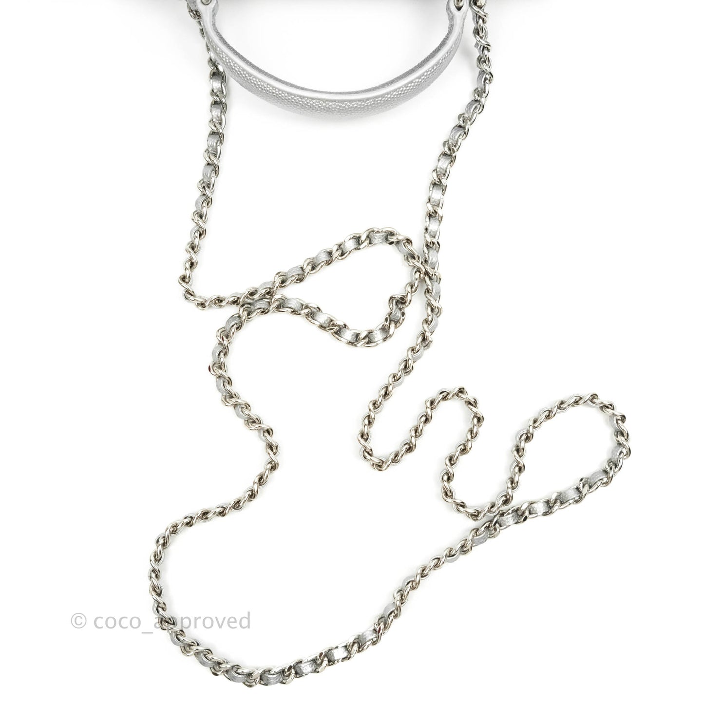 Chanel Top Handle Mini Rectangular Flap Bag Silver Caviar Silver Hardware