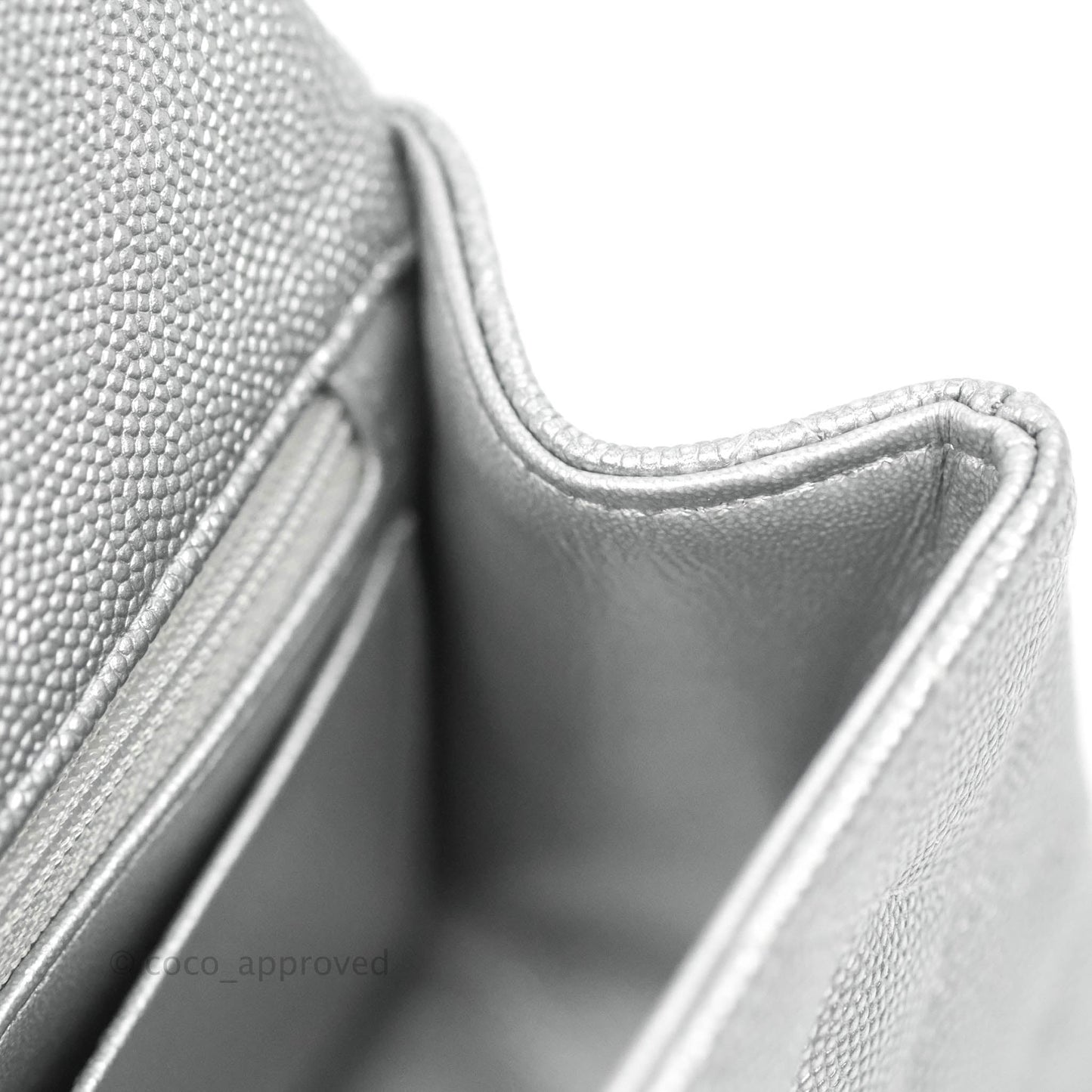 Chanel Top Handle Mini Rectangular Flap Bag Silver Caviar Silver Hardware