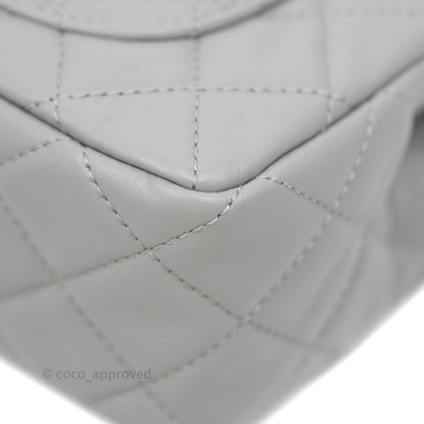 Chanel Mini Rectangular Pearl Crush Quilted Grey Lambskin Aged Gold Hardware