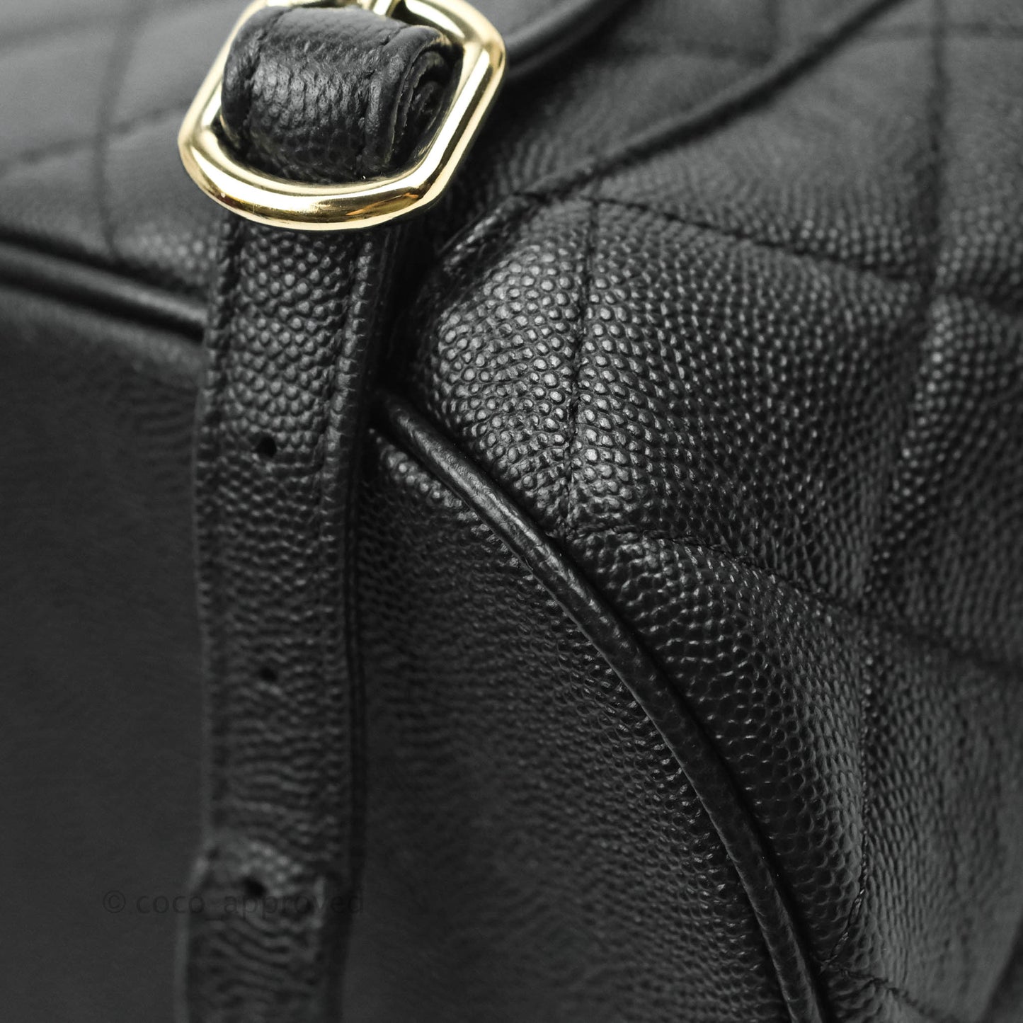 Chanel Quilted Black Caviar Backpack Bag Gold Hardware