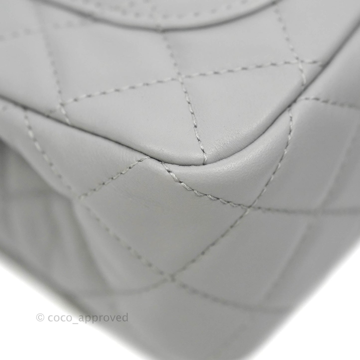 Chanel Mini Rectangular Pearl Crush Quilted Grey Lambskin Aged Gold Hardware