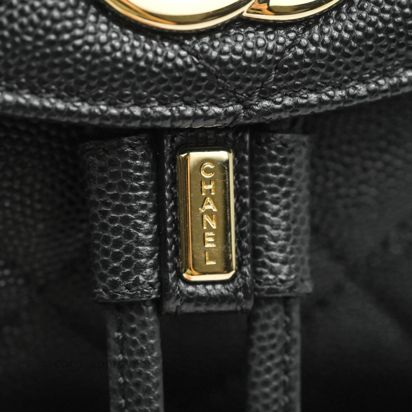 Chanel Quilted Black Caviar Backpack Bag Gold Hardware