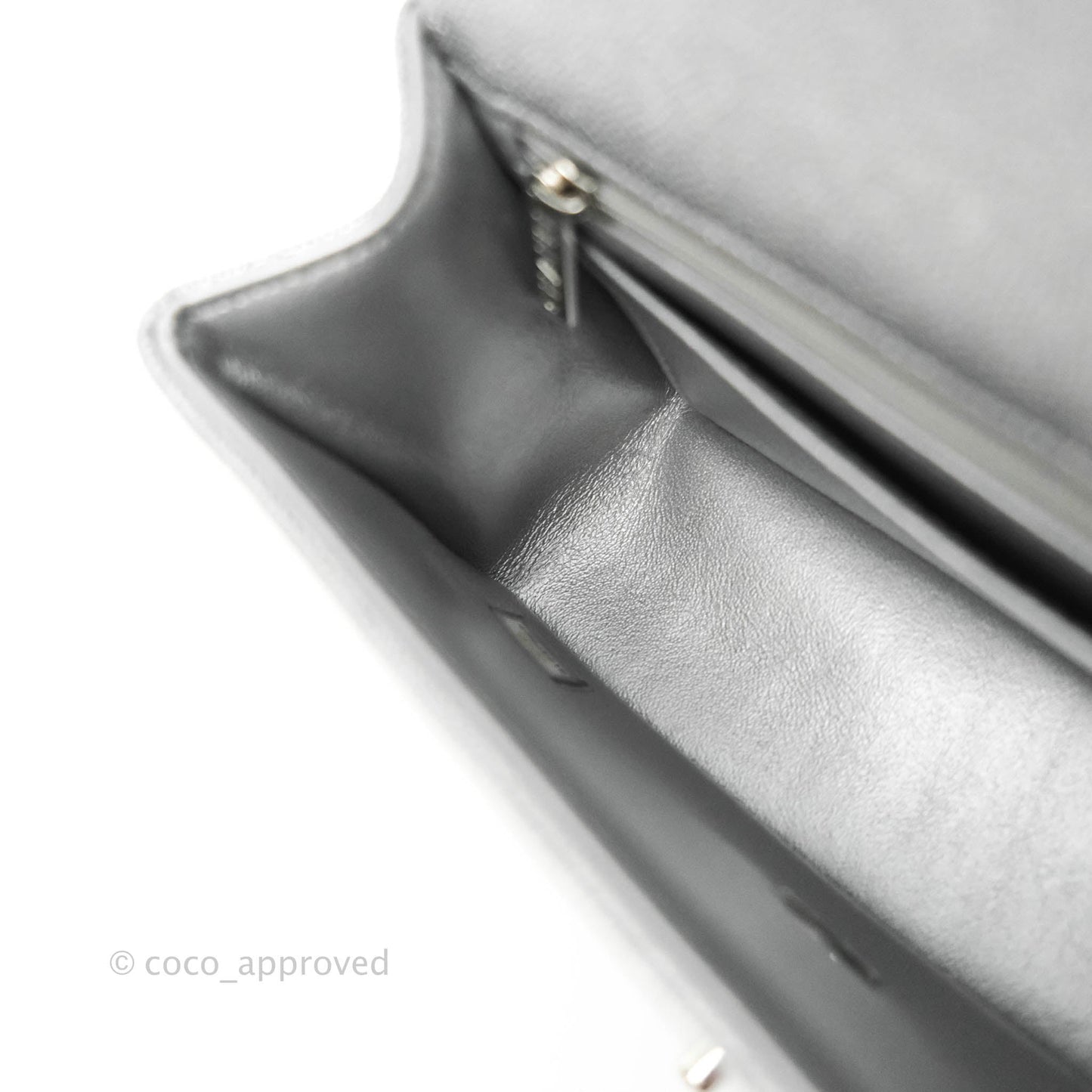 Chanel Top Handle Mini Rectangular Flap Bag Silver Caviar Silver Hardware