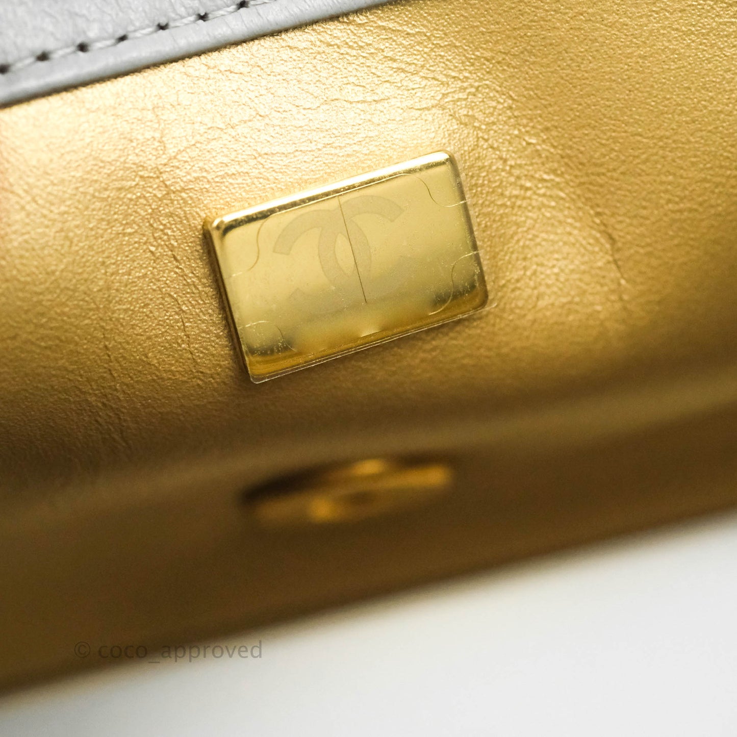 Chanel Mini Rectangular Pearl Crush Quilted Grey Lambskin Aged Gold Hardware