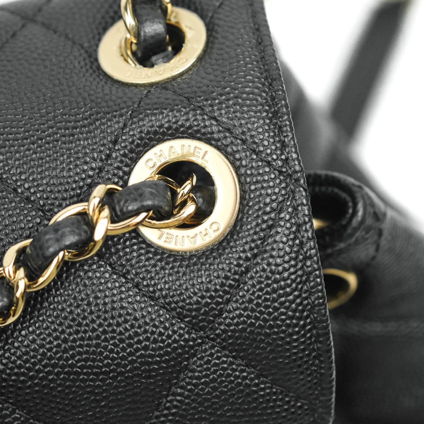 Chanel Quilted Black Caviar Backpack Bag Gold Hardware