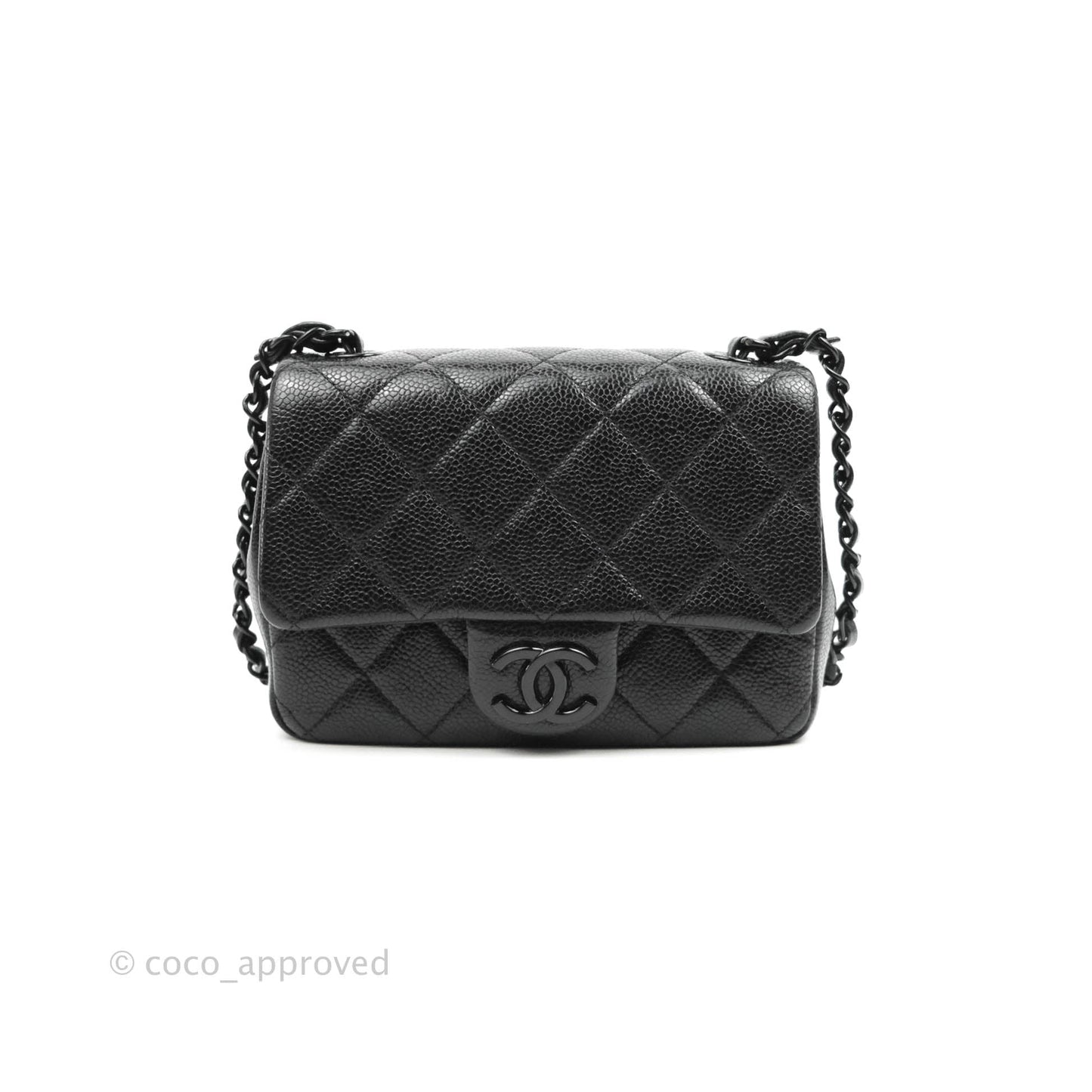 Chanel Quilted Mini Square Flap Bag So Black Caviar Incognito