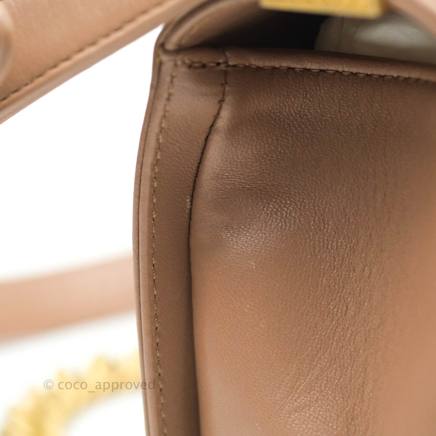 Chanel Old Medium Boy Bag Dark Beige Lambskin Aged Gold Hardware