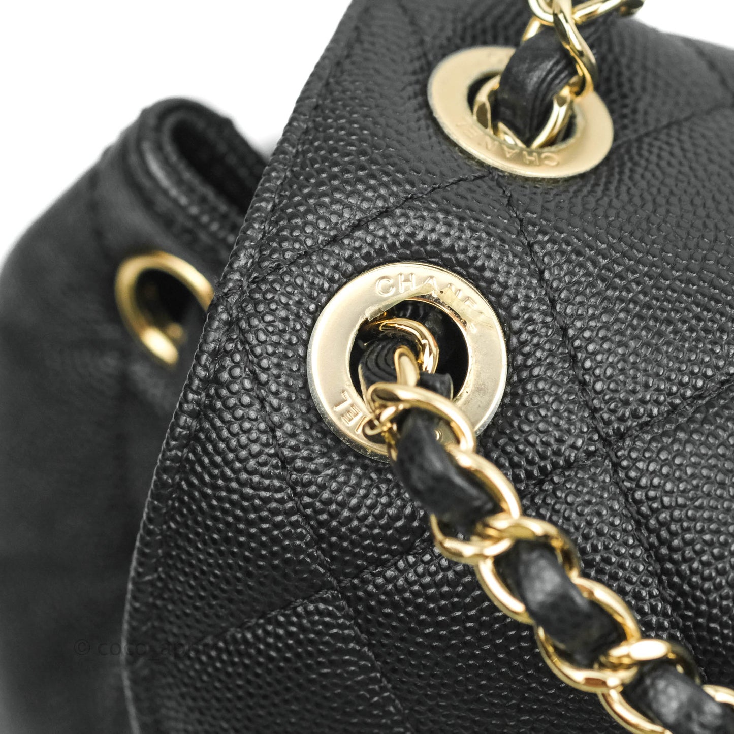 Chanel Quilted Black Caviar Backpack Bag Gold Hardware