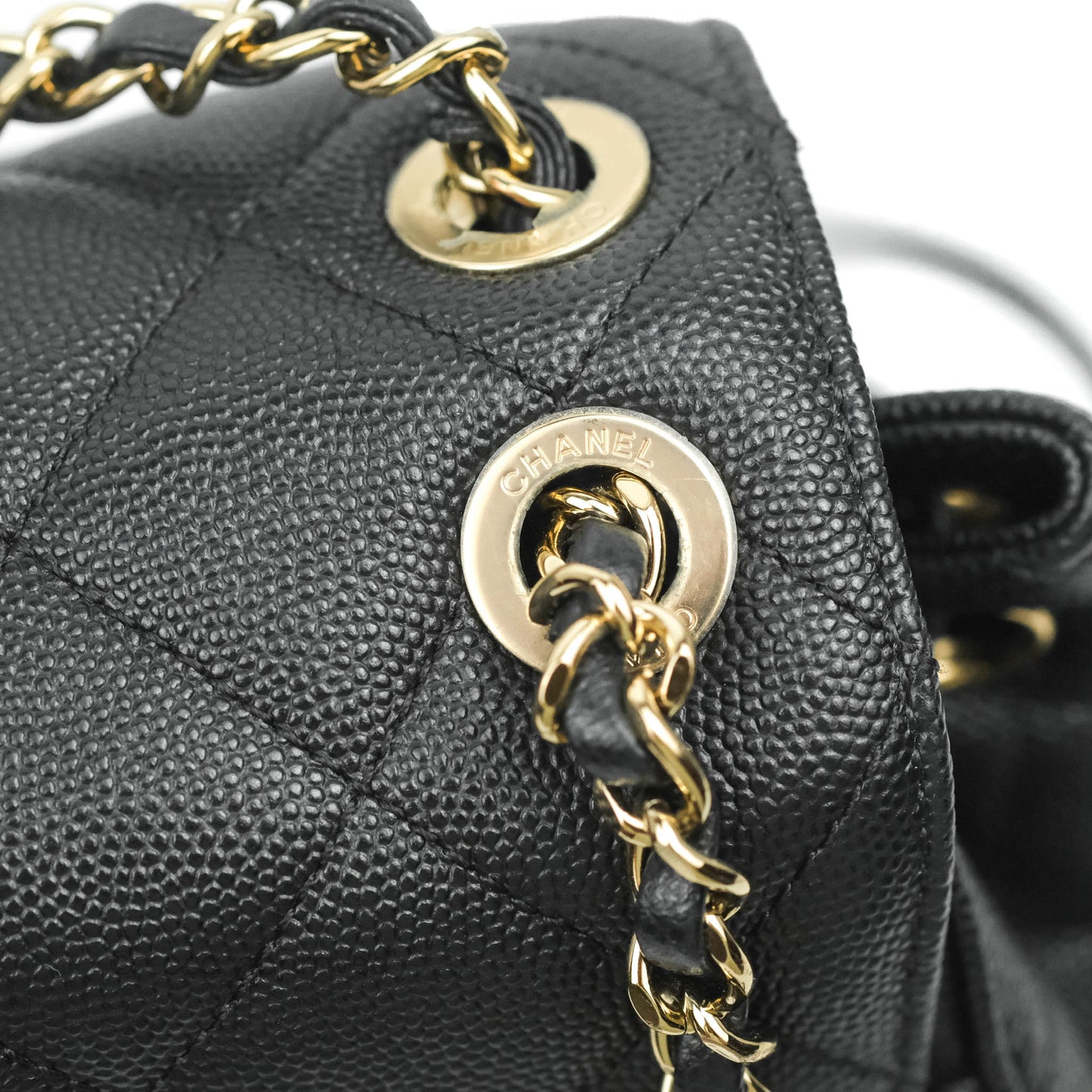 Chanel Quilted Black Caviar Backpack Bag Gold Hardware