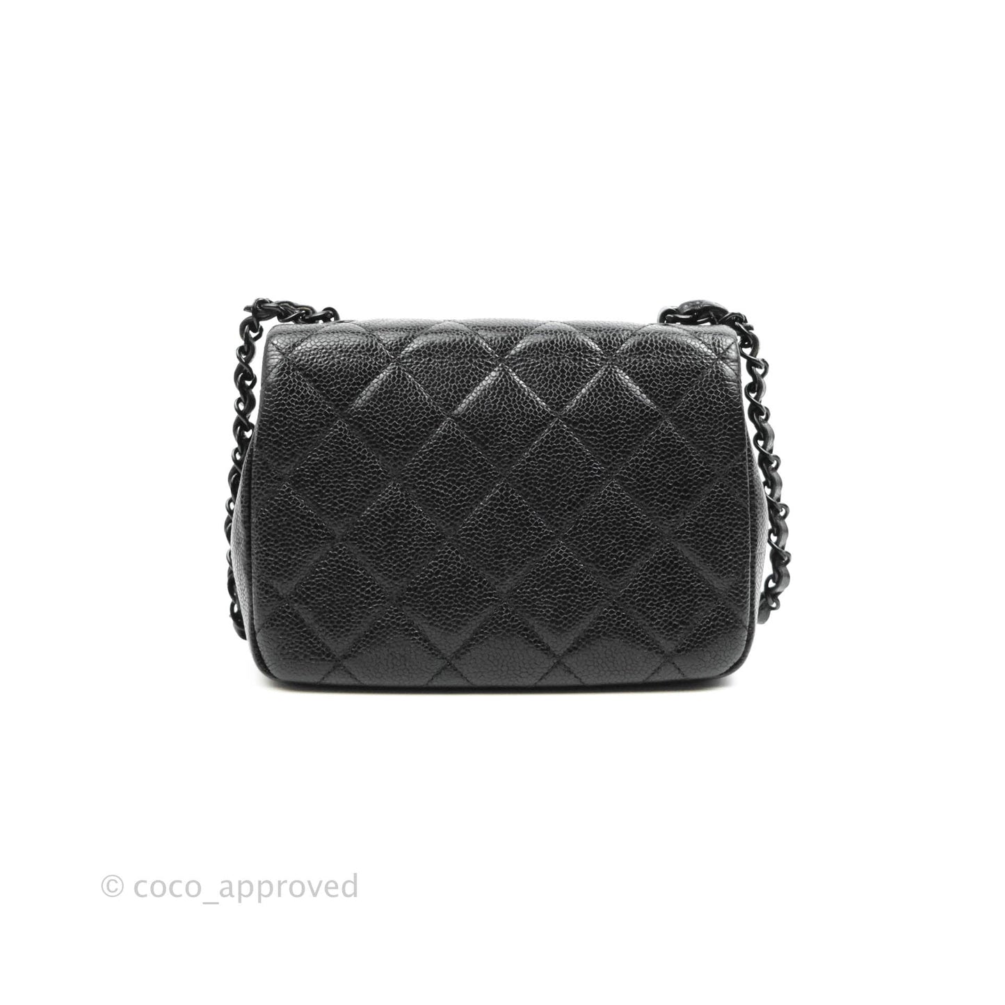 Chanel Quilted Mini Square Flap Bag So Black Caviar Incognito