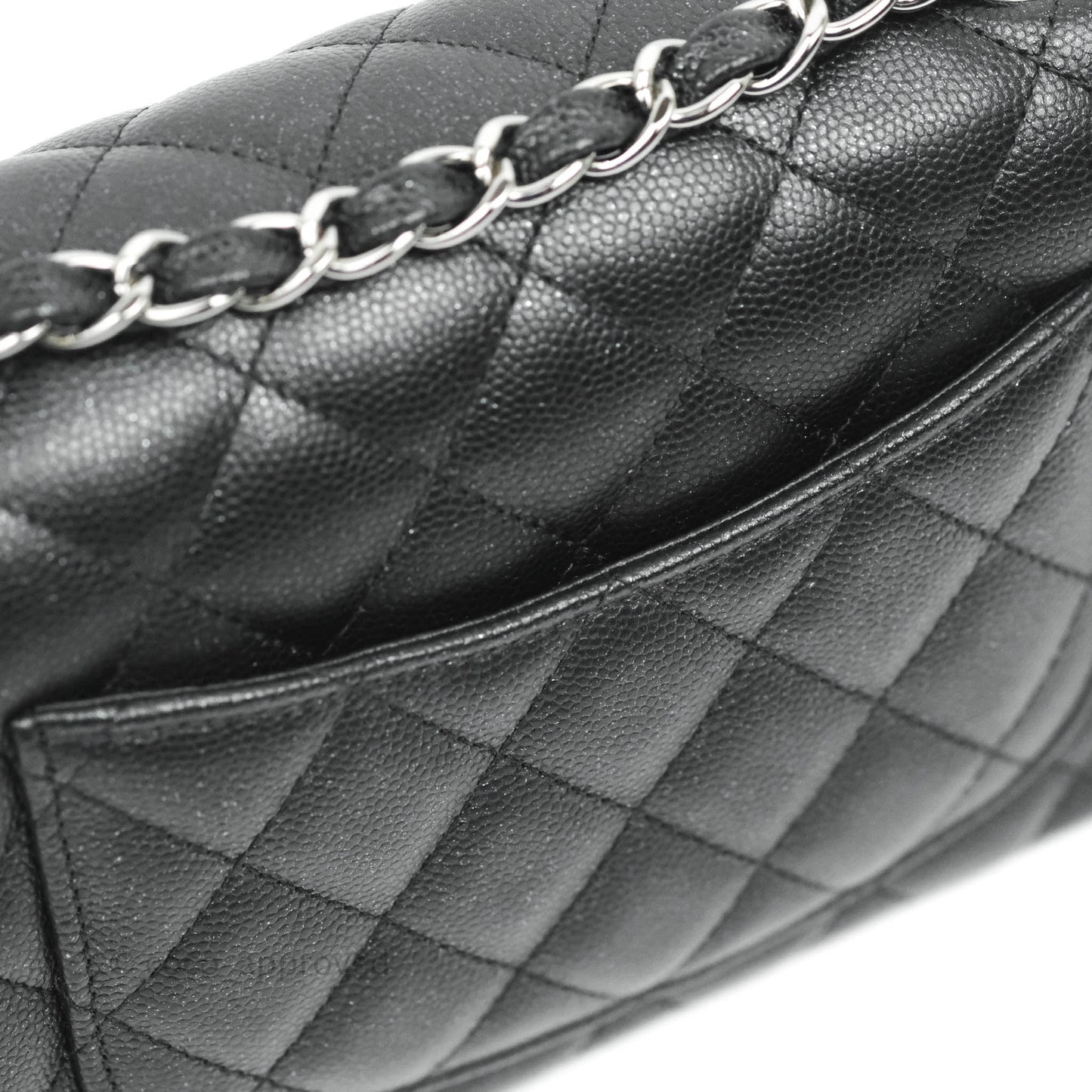 Chanel Quilted Mini Rectangular Iridescent Black Caviar Gun Metal 18C