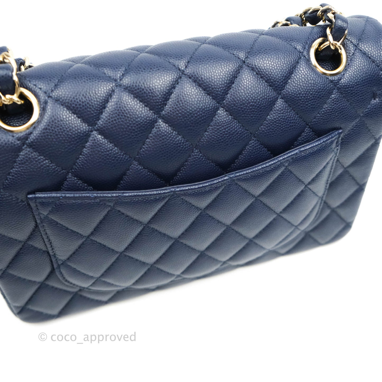 Chanel Classic Small S/M Flap Dark Blue Caviar Gold Hardware 21P