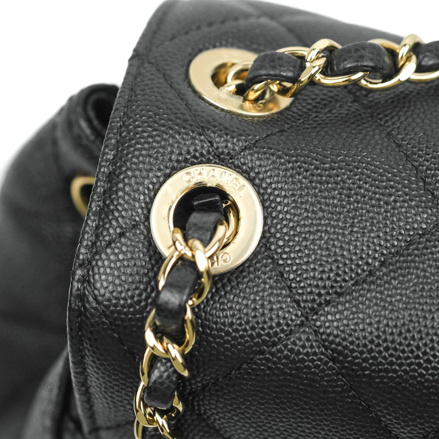 Chanel Quilted Black Caviar Backpack Bag Gold Hardware