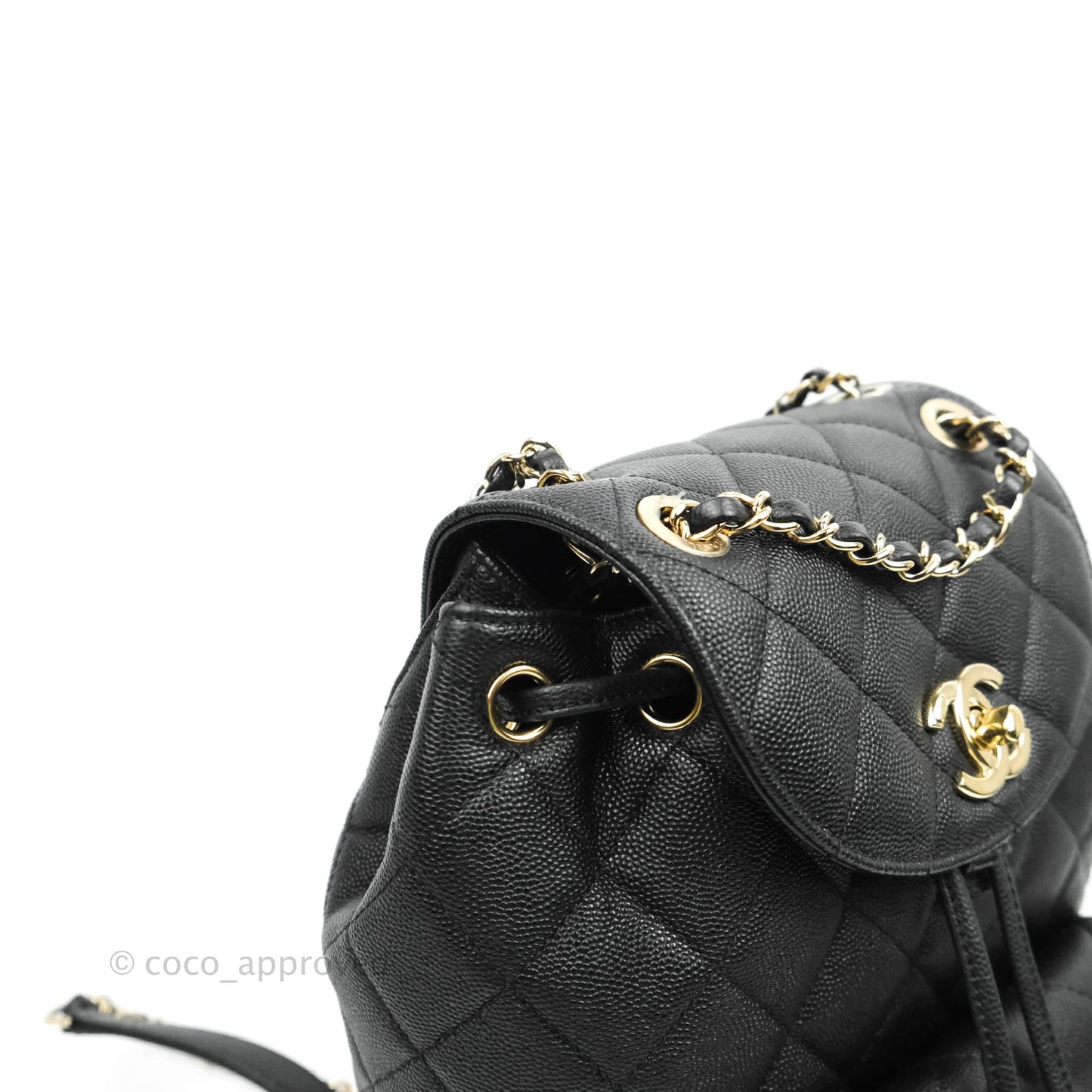 Chanel Quilted Black Caviar Backpack Bag Gold Hardware