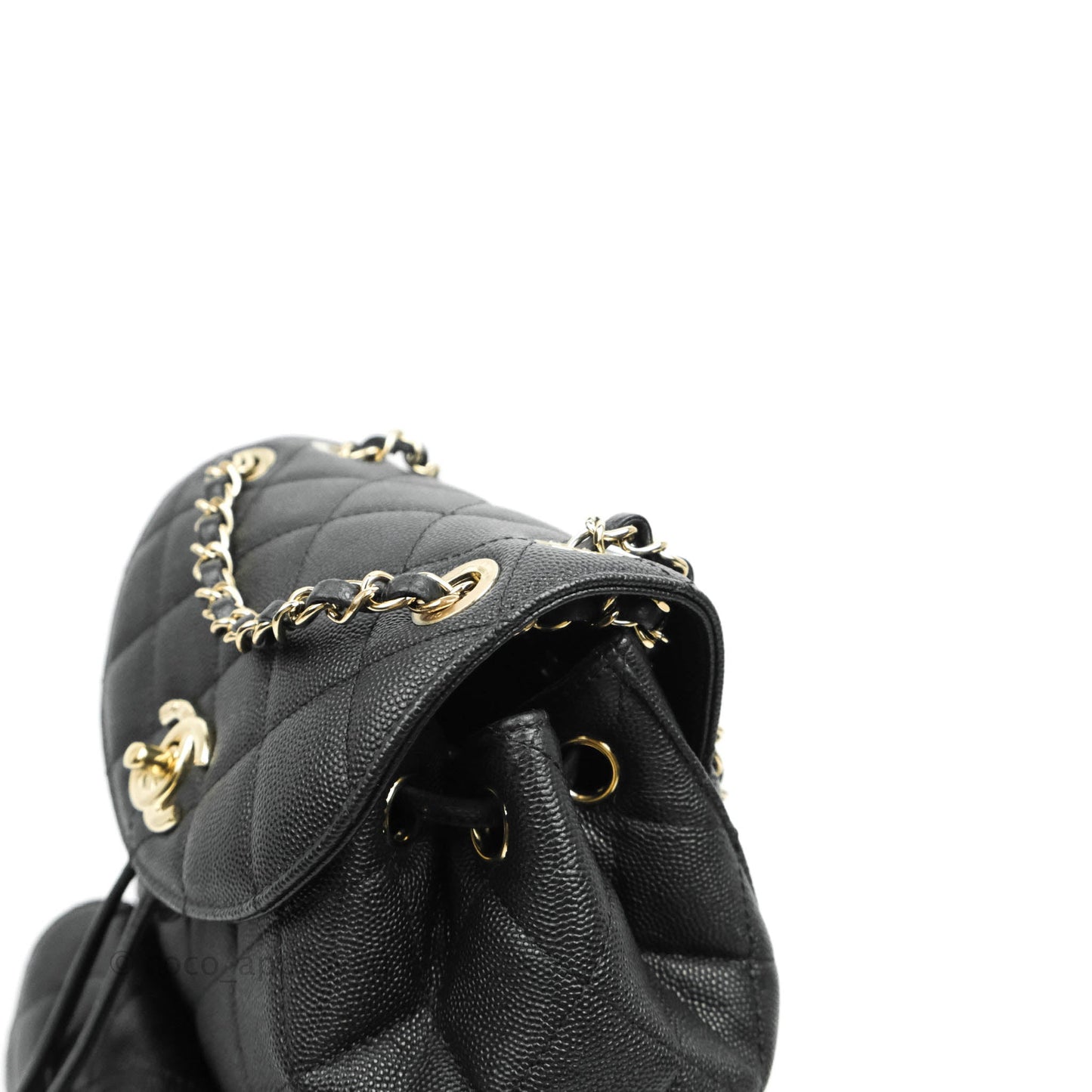 Chanel Quilted Black Caviar Backpack Bag Gold Hardware