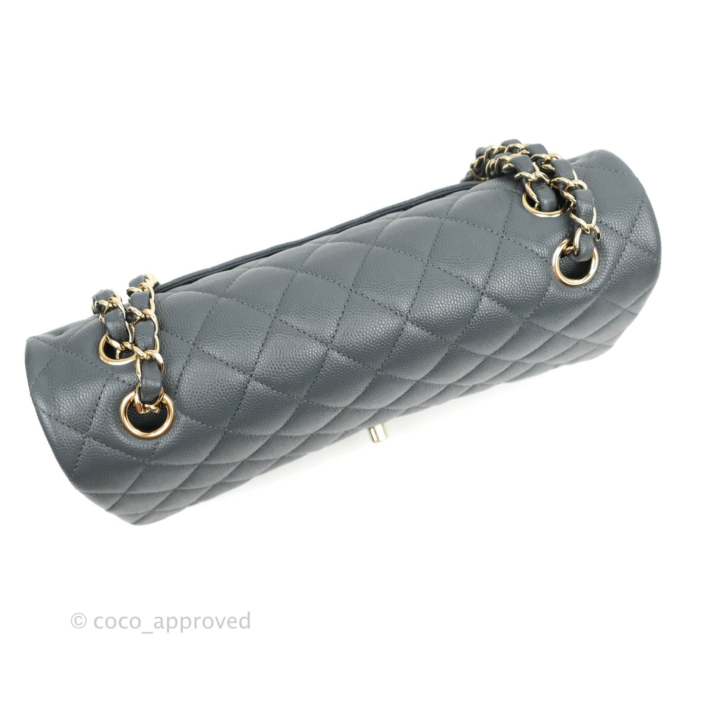Chanel Classic M/L Medium Double Flap Grey Caviar Gold Hardware 18B (Private Sale Item)
