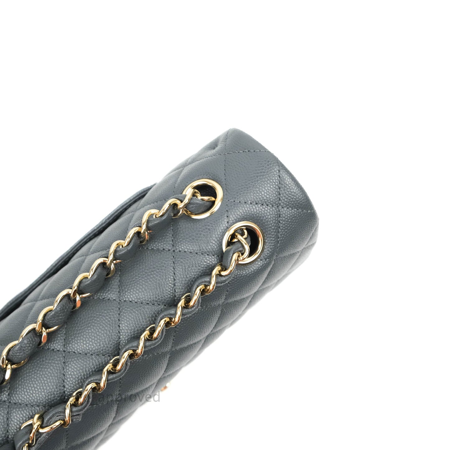 Chanel Classic M/L Medium Double Flap Grey Caviar Gold Hardware 18B (Private Sale Item)