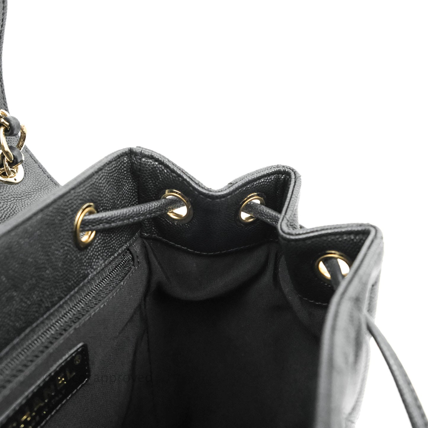Chanel Quilted Black Caviar Backpack Bag Gold Hardware