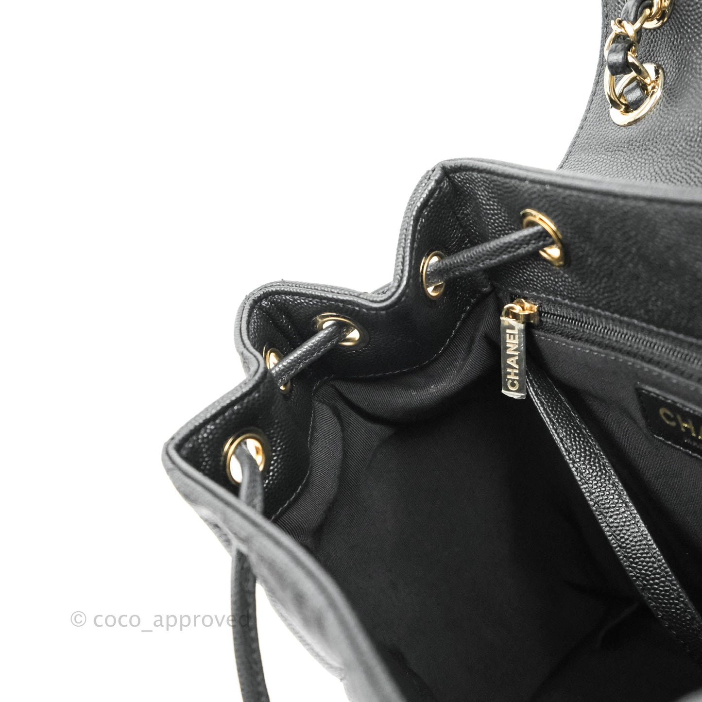 Chanel Quilted Black Caviar Backpack Bag Gold Hardware