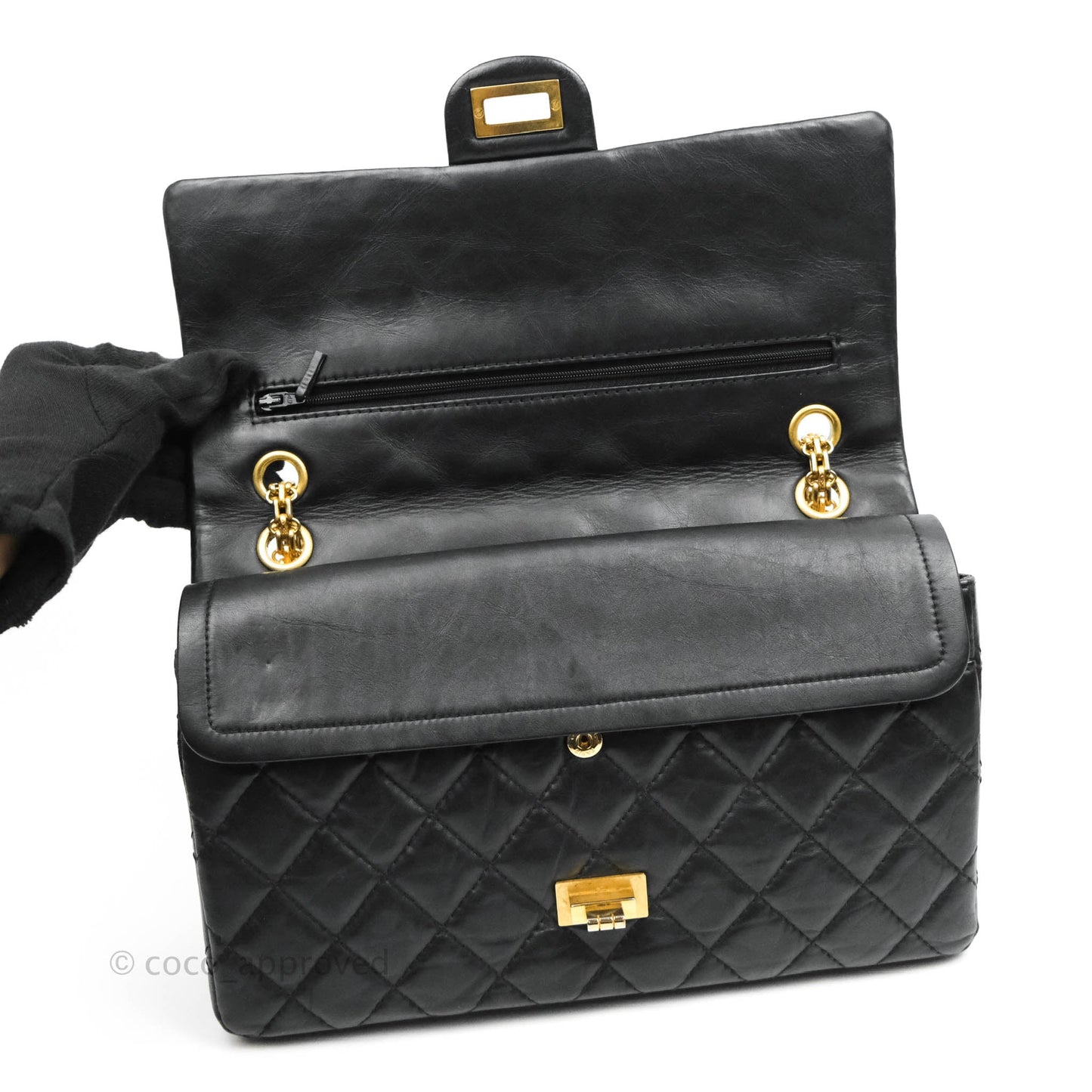 Chanel Reissue 226 Quilted Aged Calfskin Black Aged Gold Hardware