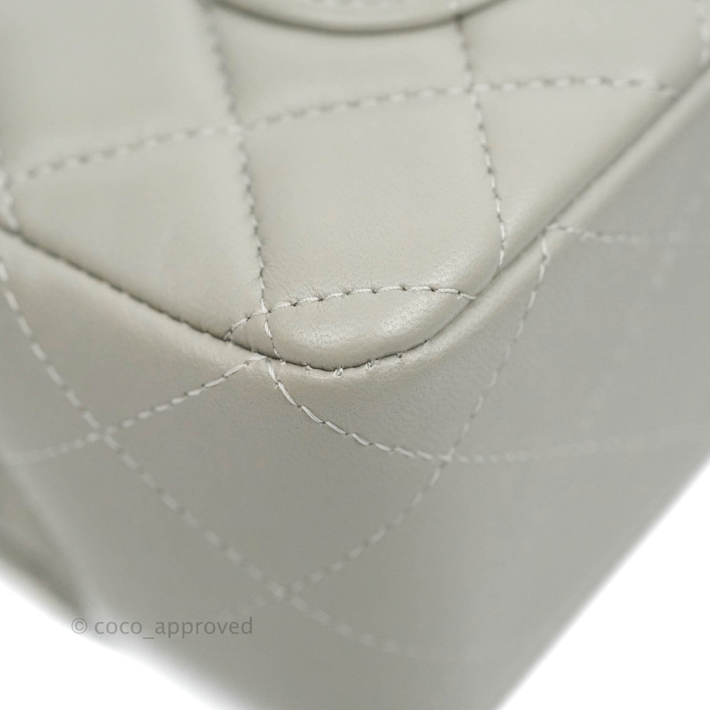 Chanel Quilted Mini Rectangular Grey Lambskin Silver Hardware 19B