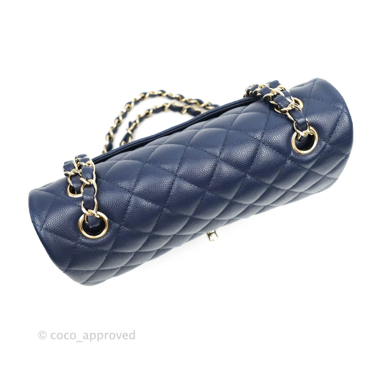 Chanel Classic Small S/M Flap Dark Blue Caviar Gold Hardware 21P