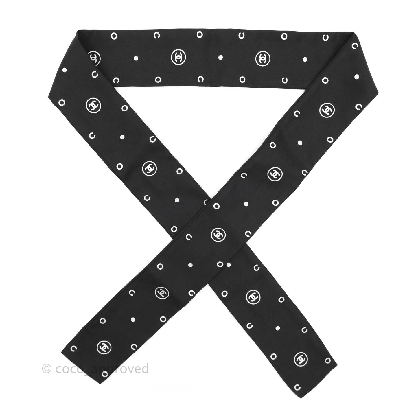 Chanel CC Silk Twilly in Black & White
