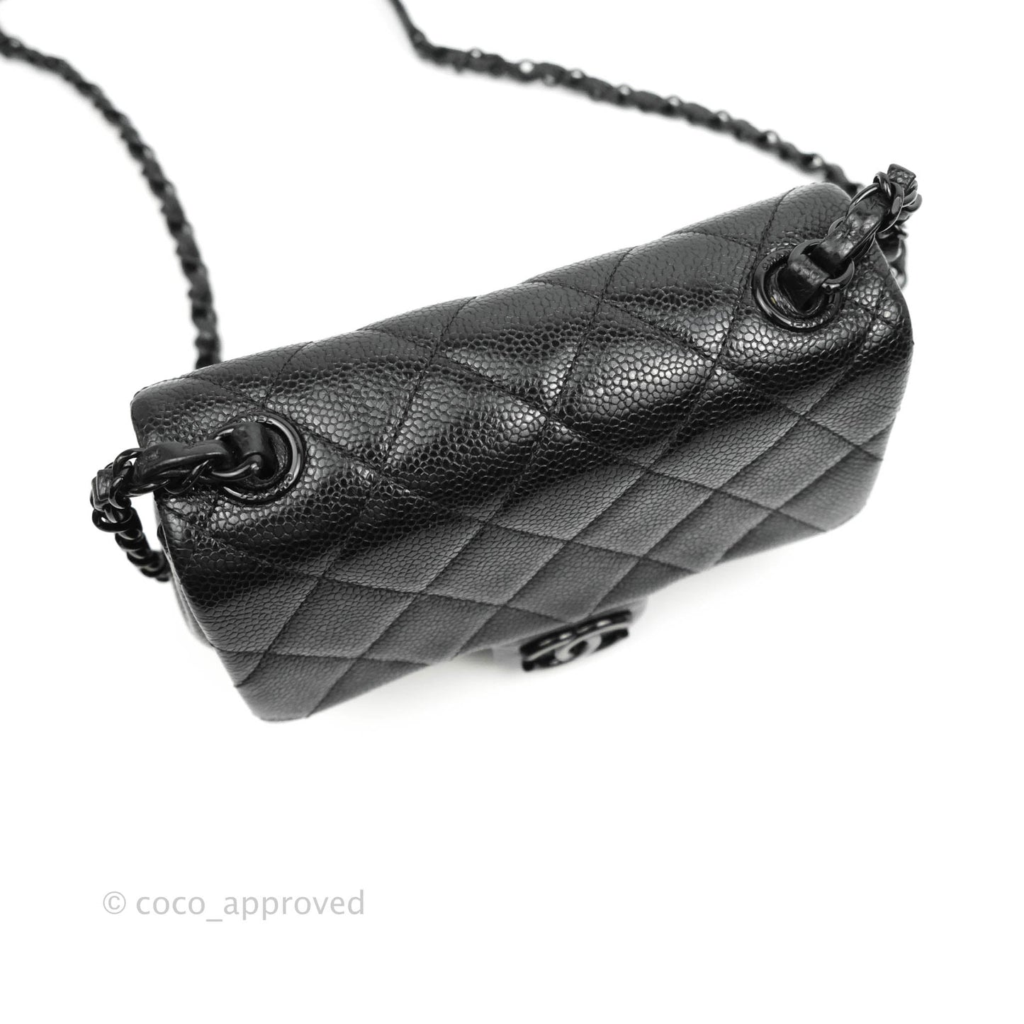 Chanel Quilted Mini Square Flap Bag So Black Caviar Incognito