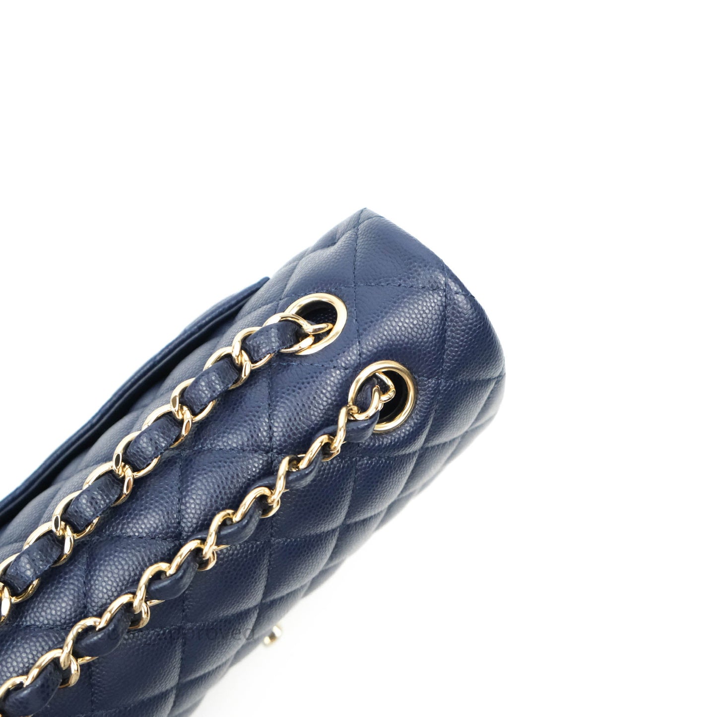 Chanel Classic Small S/M Flap Dark Blue Caviar Gold Hardware 21P