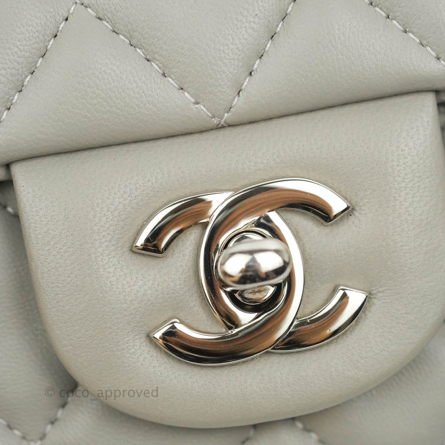 Chanel Quilted Mini Rectangular Grey Lambskin Silver Hardware 19B