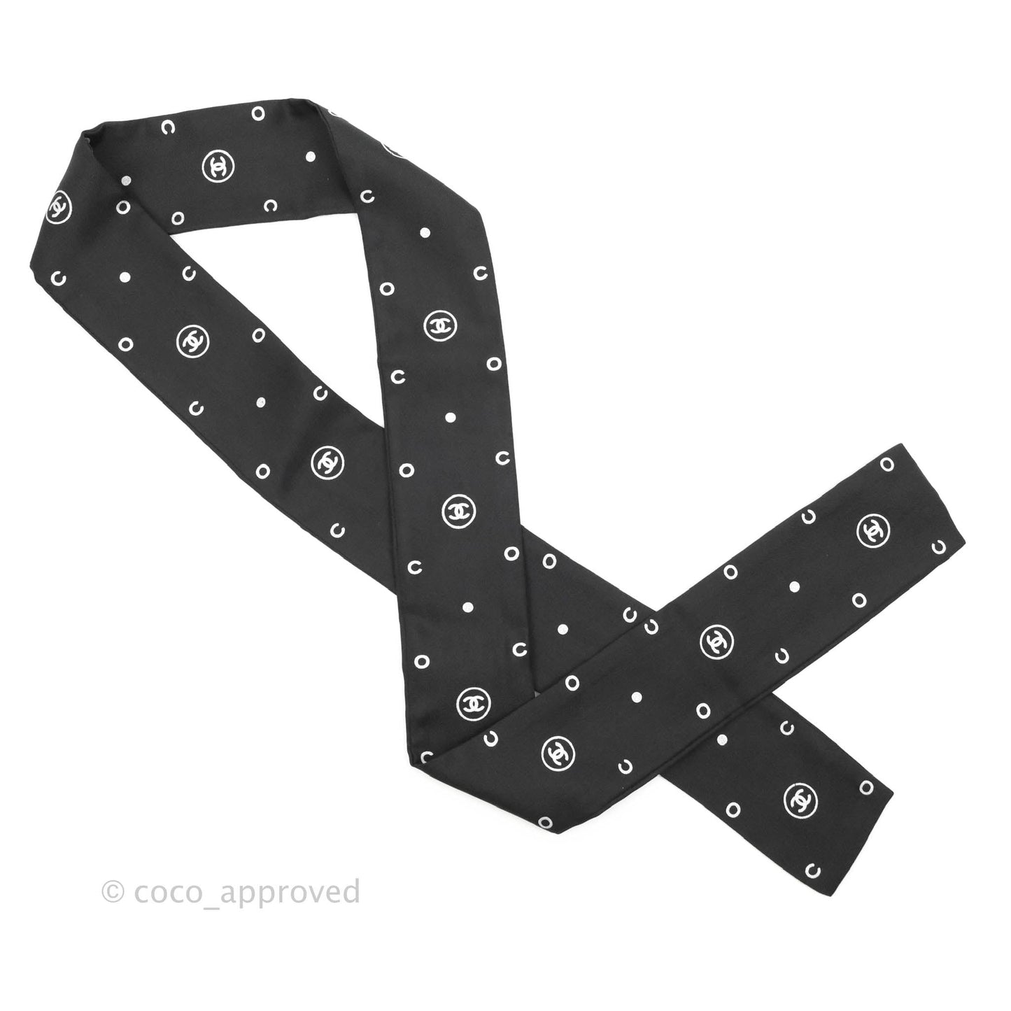 Chanel CC Silk Twilly in Black & White